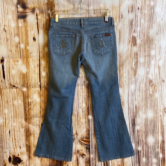 7 for All Mankind | A-Pocket Rhinestone Flared Denim Jeans size women 26 - Picture 6 of 8
